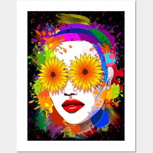 Girl Summer Flowers Eyes Posters and Art